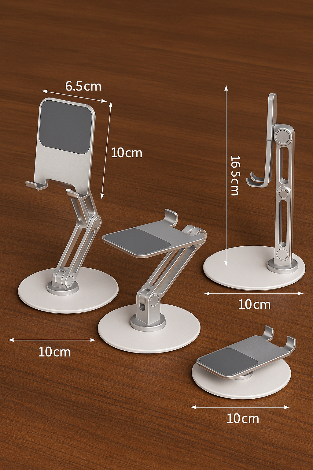 Soporte Giratorio 360° de Aluminio para Celular y Tablet – Portátil, Estable y Plegable