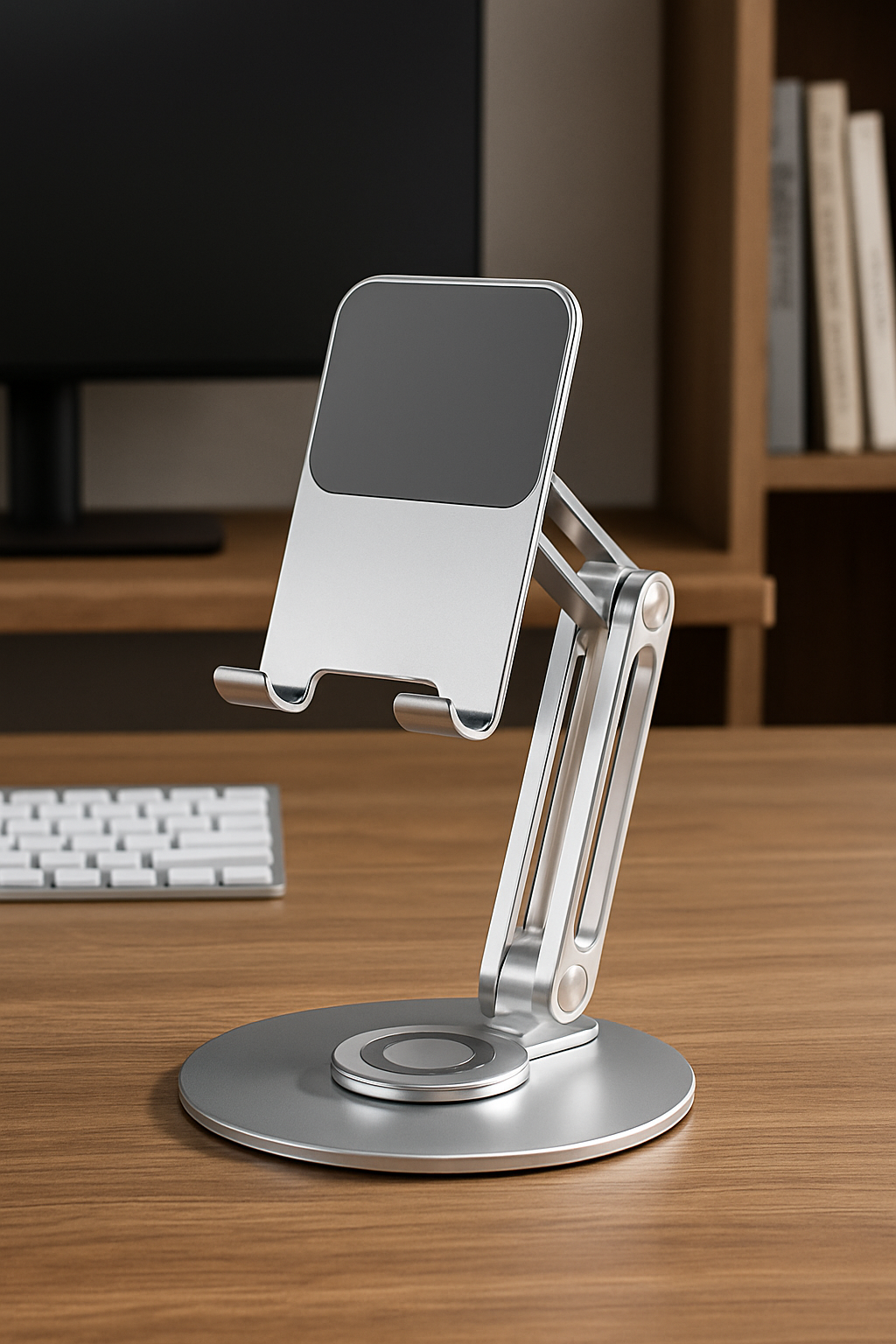 Soporte Giratorio 360° de Aluminio para Celular y Tablet – Portátil, Estable y Plegable